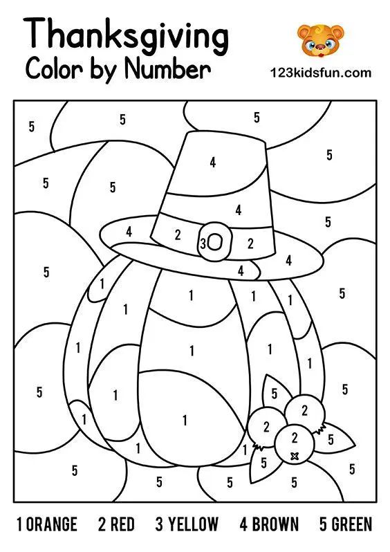 Free color by number thanksgiving printables to keep your kids entertained thanksgiving preschool thanksgiving worksheets thanksgiving coloring pages