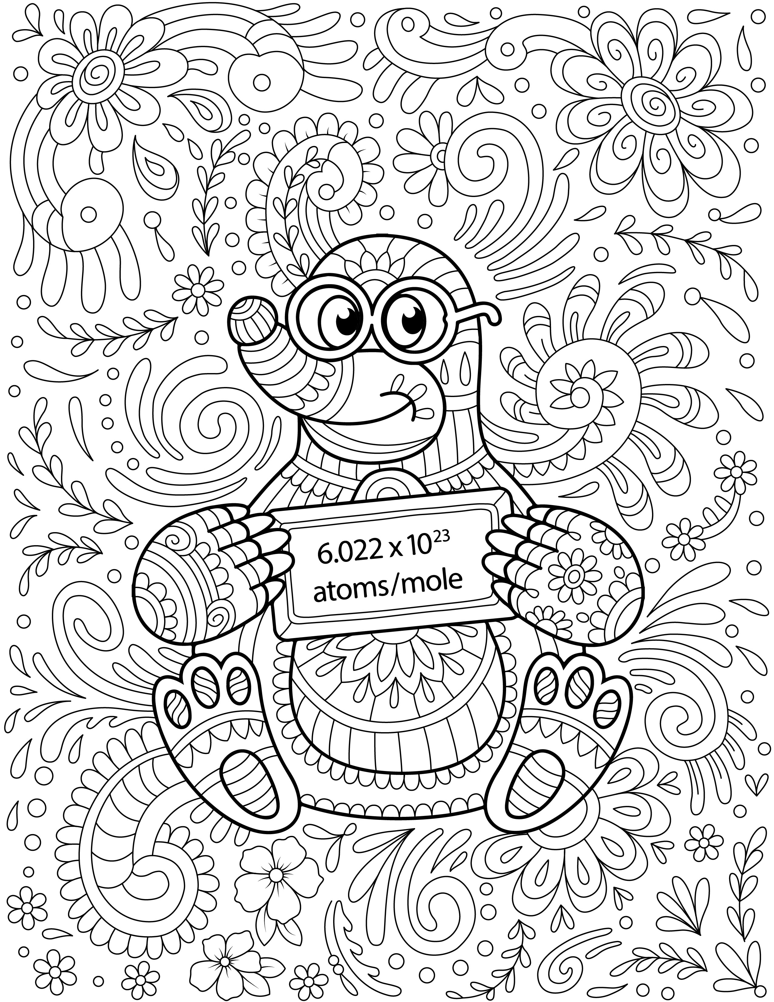 M is for mole coloring book page
