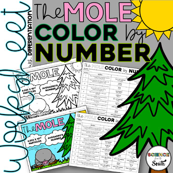 Mole calculations worksheet color by number with chemistry mole conversions