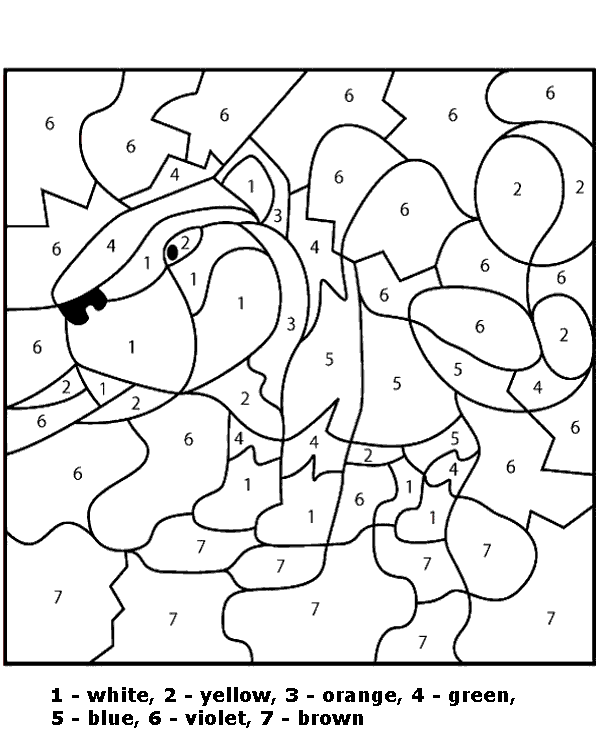 Simple tiger color by number