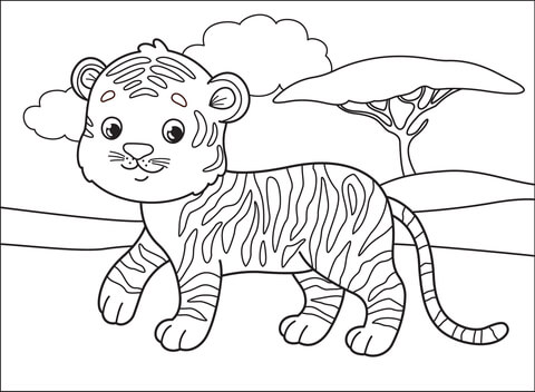 Tiger coloring page free printable coloring pages