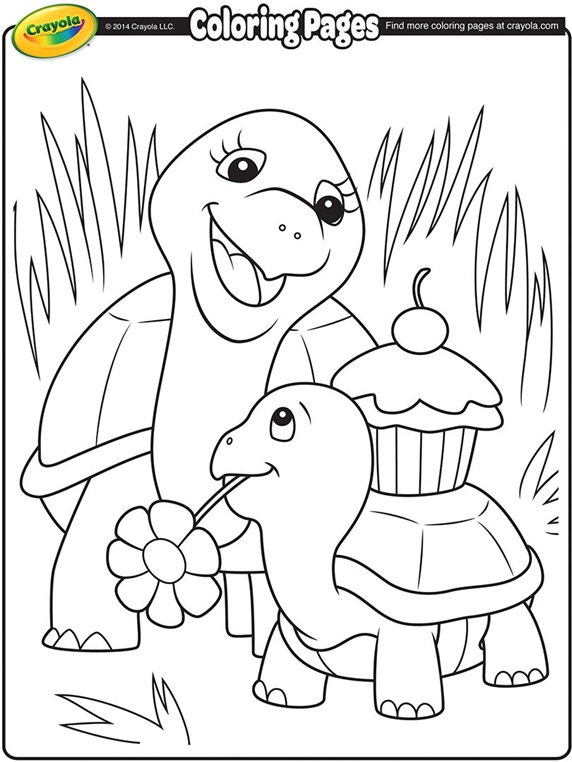 Turtle mommy coloring page