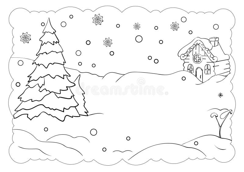 Coloring winter scene stock illustrations â coloring winter scene stock illustrations vectors clipart