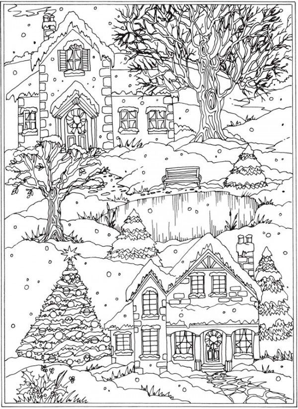 Freebie snow scene coloring page coloring pages winter christmas coloring pages free coloring pages
