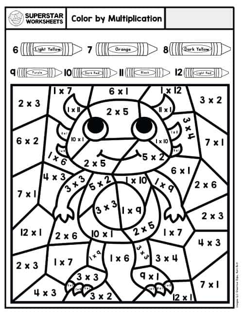 Multiplication color by number