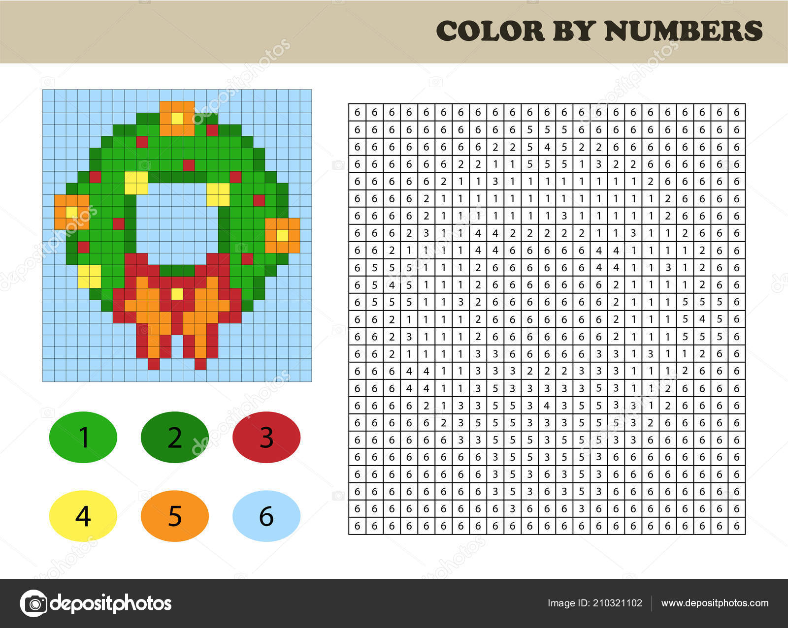 Color numbers education game children coloring book numbered squares christmas stock vector by kalinichevamariamailru