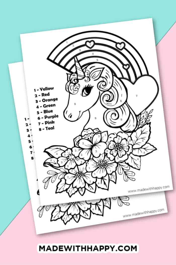 Unicorn color by number