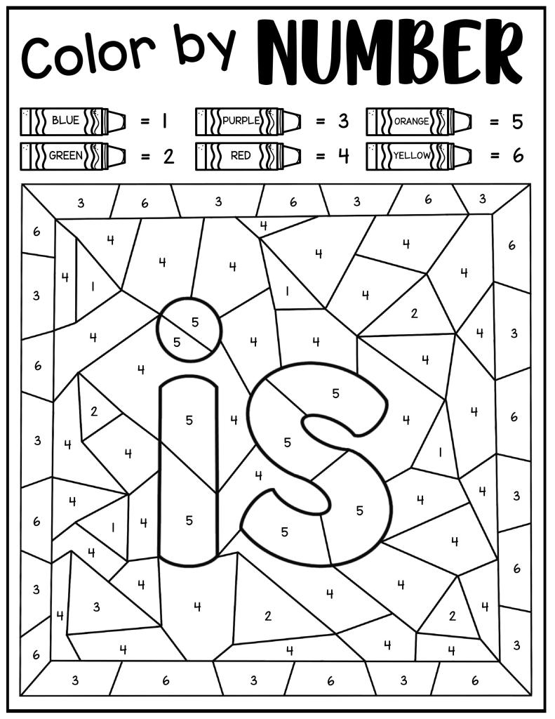 Sight words lor by number free printable loring pages