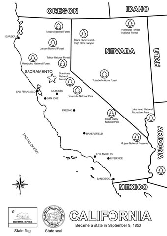 Map of california coloring page free printable coloring pages