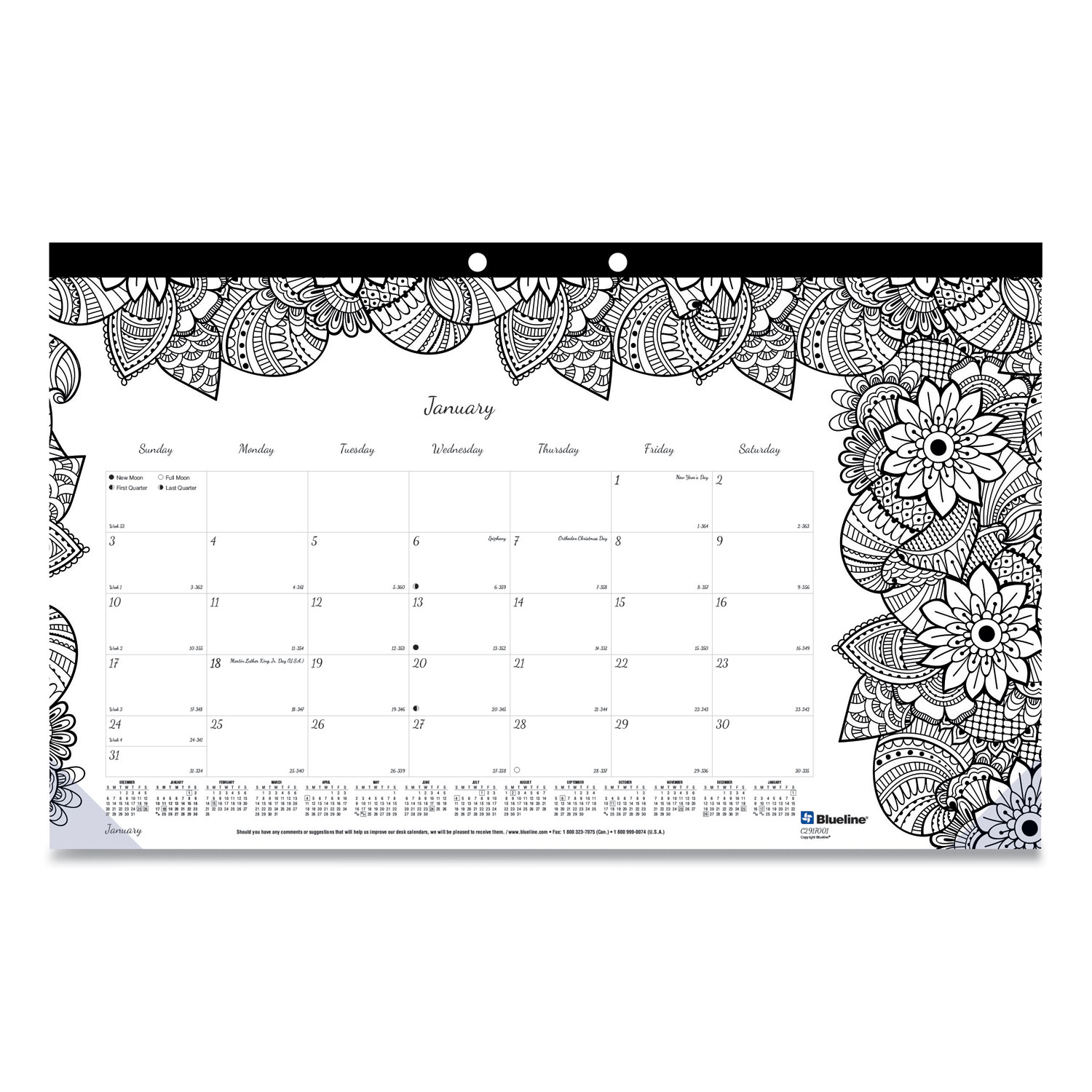 Monthly desk pad calendar by blueline redc