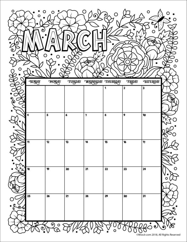 Printable coloring calendar for and woo jr kids activities childrens publishing kids calendar coloring calendar calendar pages