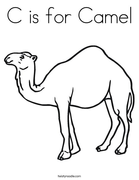 C is for camel coloring page