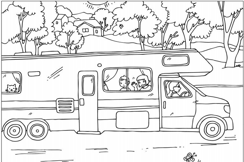 Rv camper coloring page