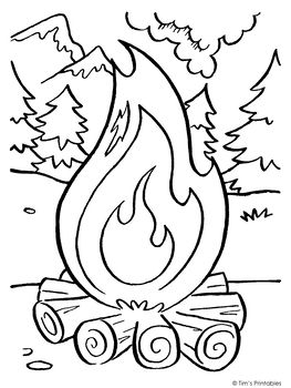 Campfire coloring page pdf camping coloring pages camping crafts for kids summer coloring pages