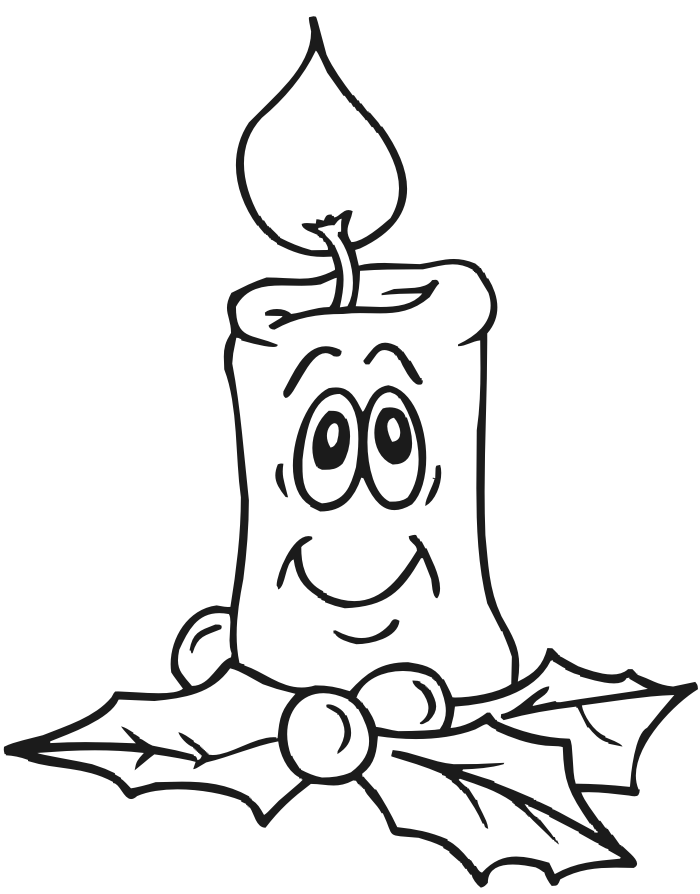 Christmas candle coloring page smiling candle