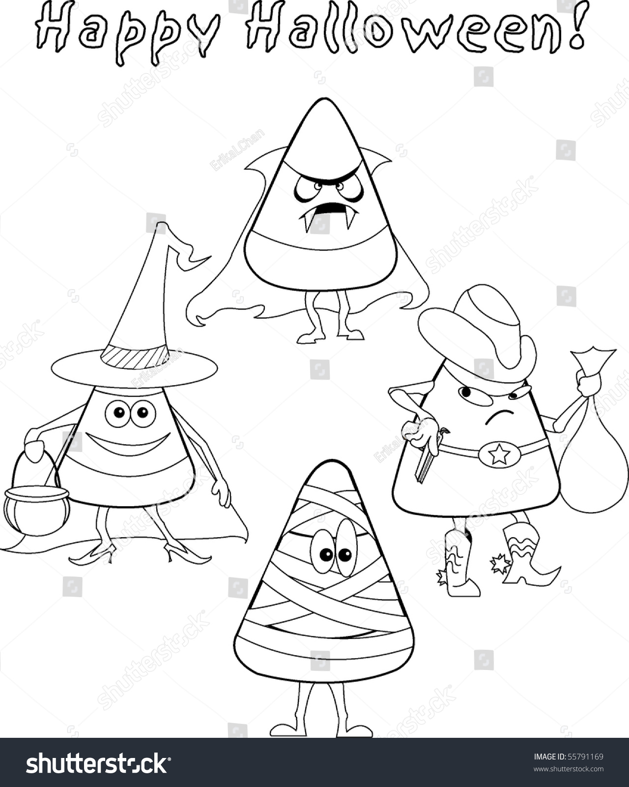 Black white kids halloween candy corn stock illustration