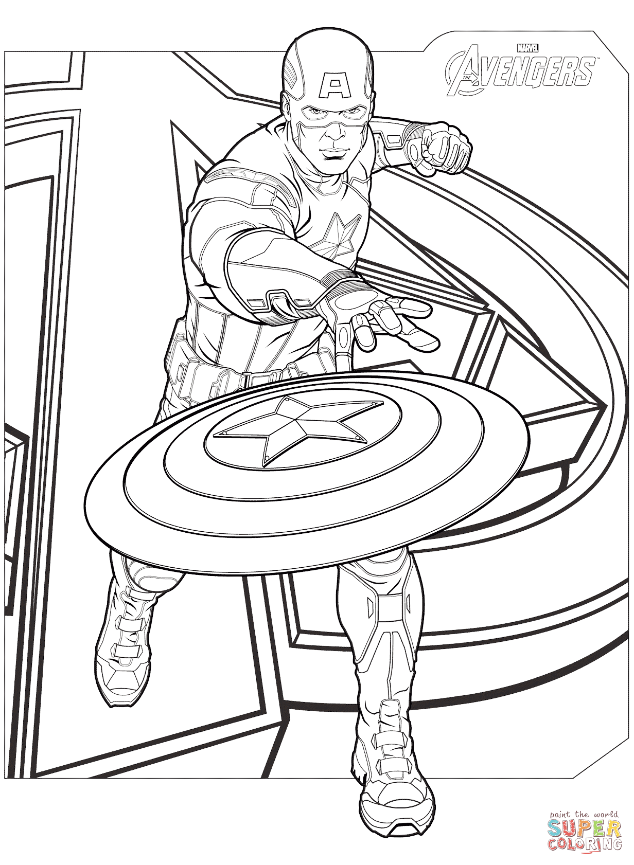 Avengers captain america coloring page free printable coloring pages