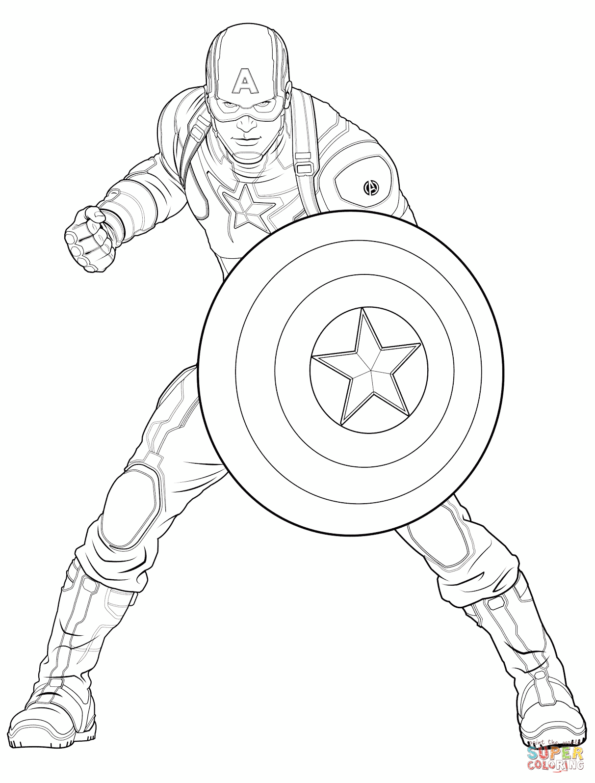 Avengers captain america coloring page free printable coloring pages