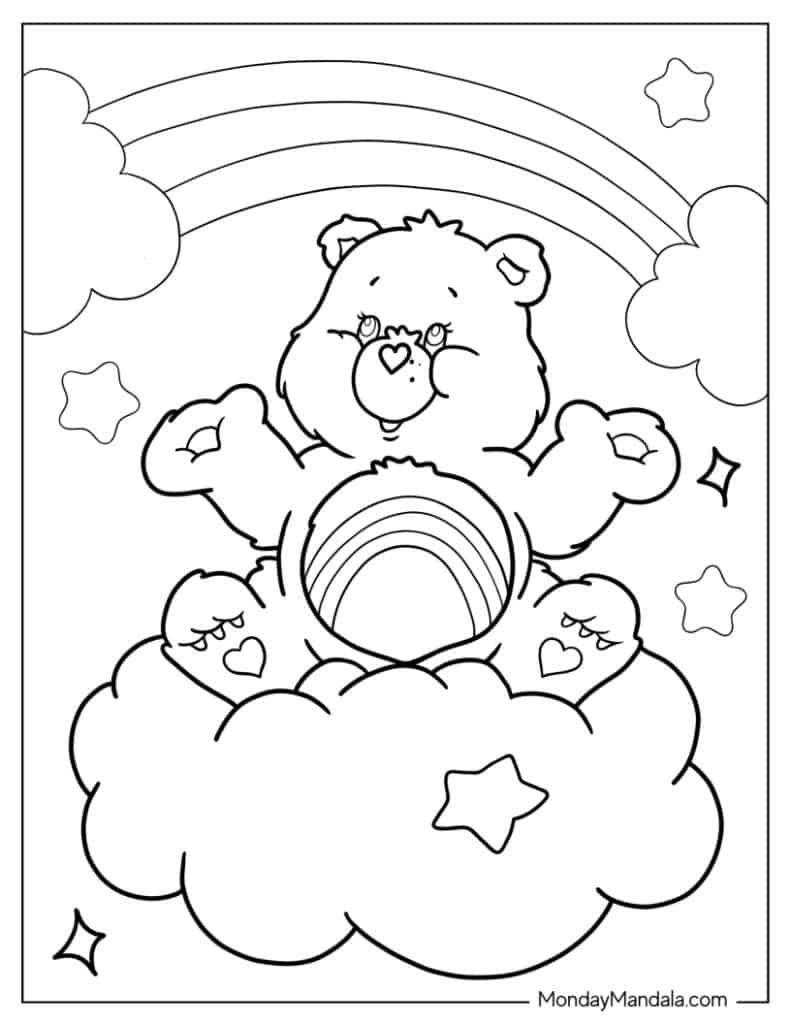 Care bears coloring pages free pdf printables