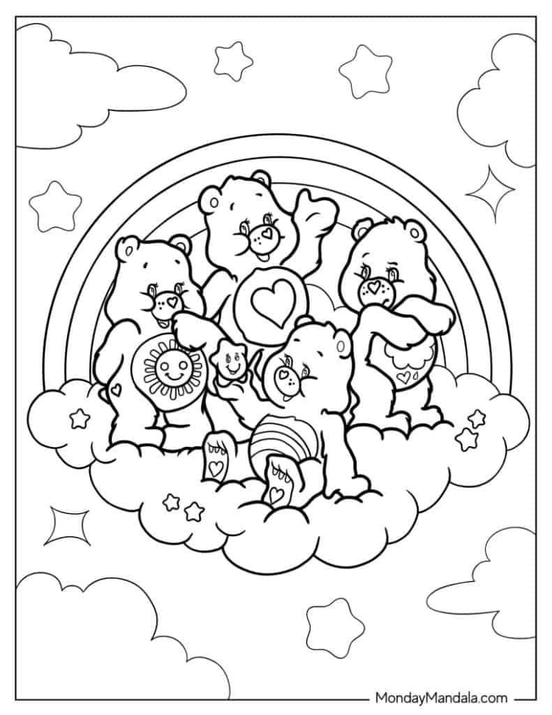 Care bears coloring pages free pdf printables