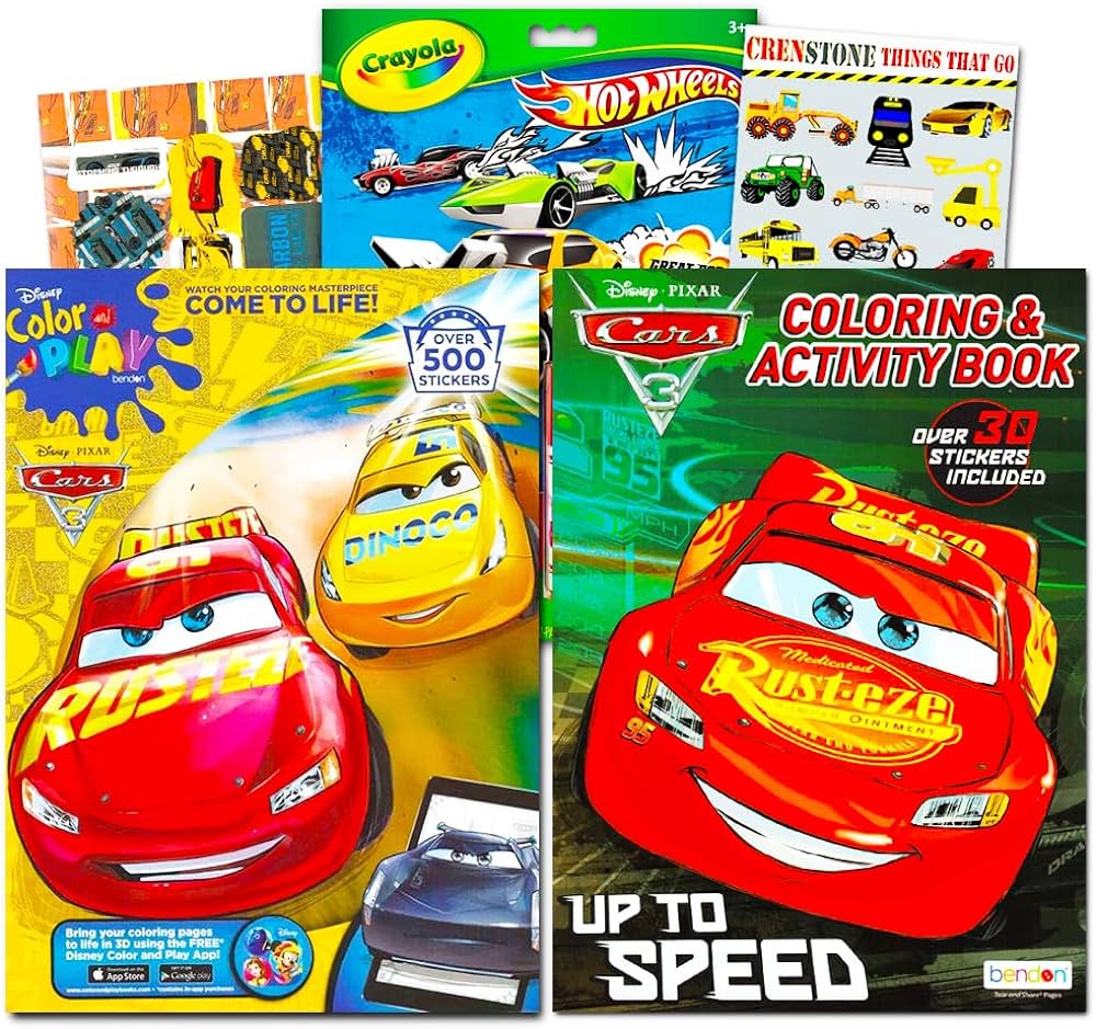 Disney cars and trucks coloring book set for toddlers