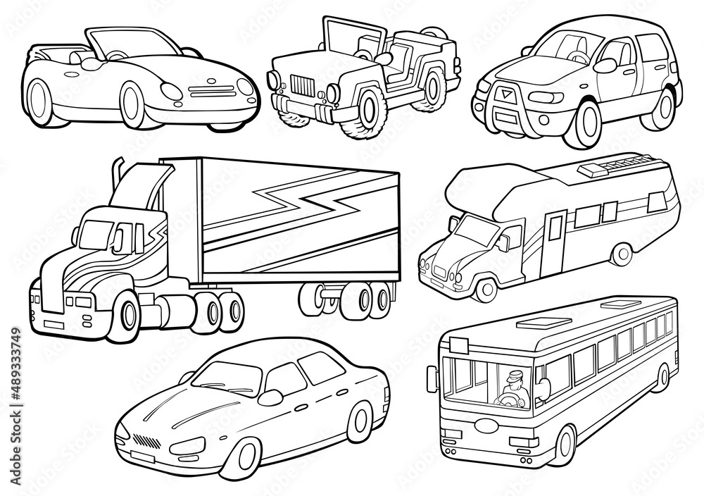 Set of different cars