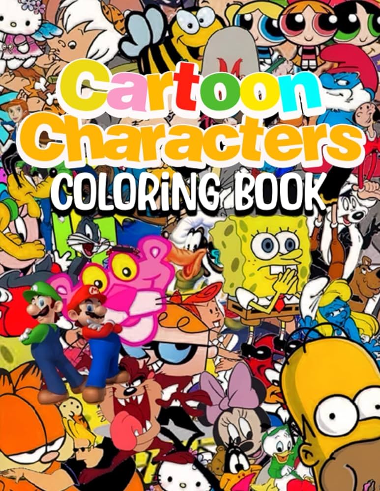 Cartoon characters coloring book great cartoon character coloring pages for kids and adults cartoon smith books