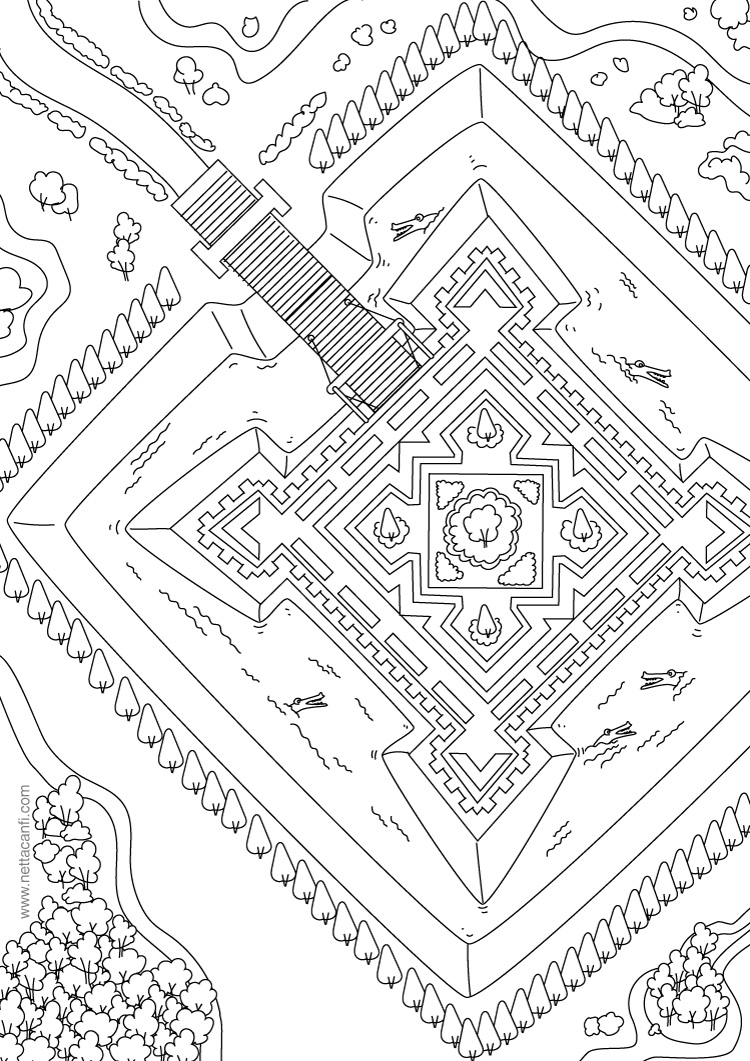 Castle coloring pages for people in home quarantine