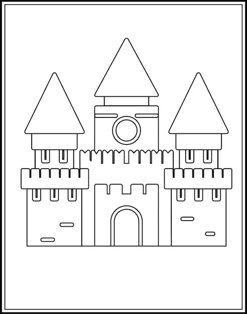 Premium vector castle coloring pages for kids