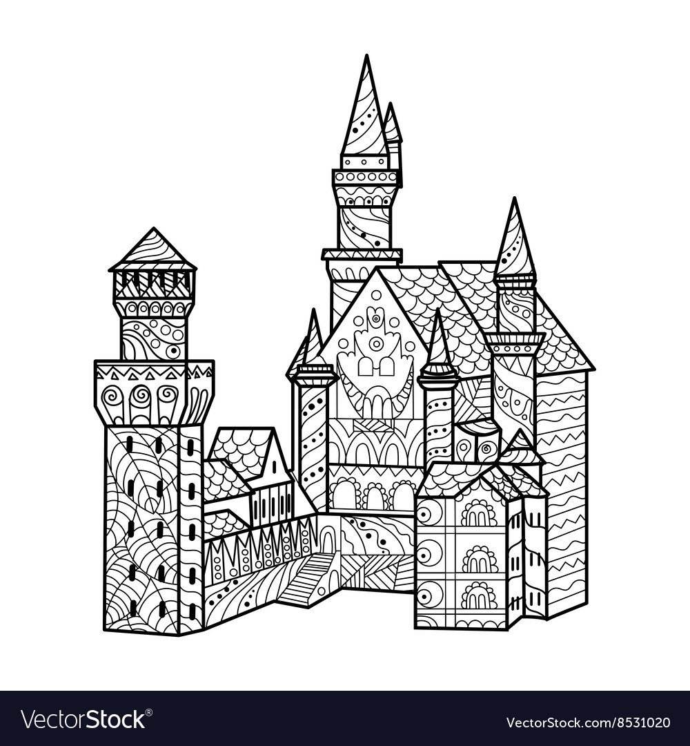 Medieval castle coloring book for adults vector image