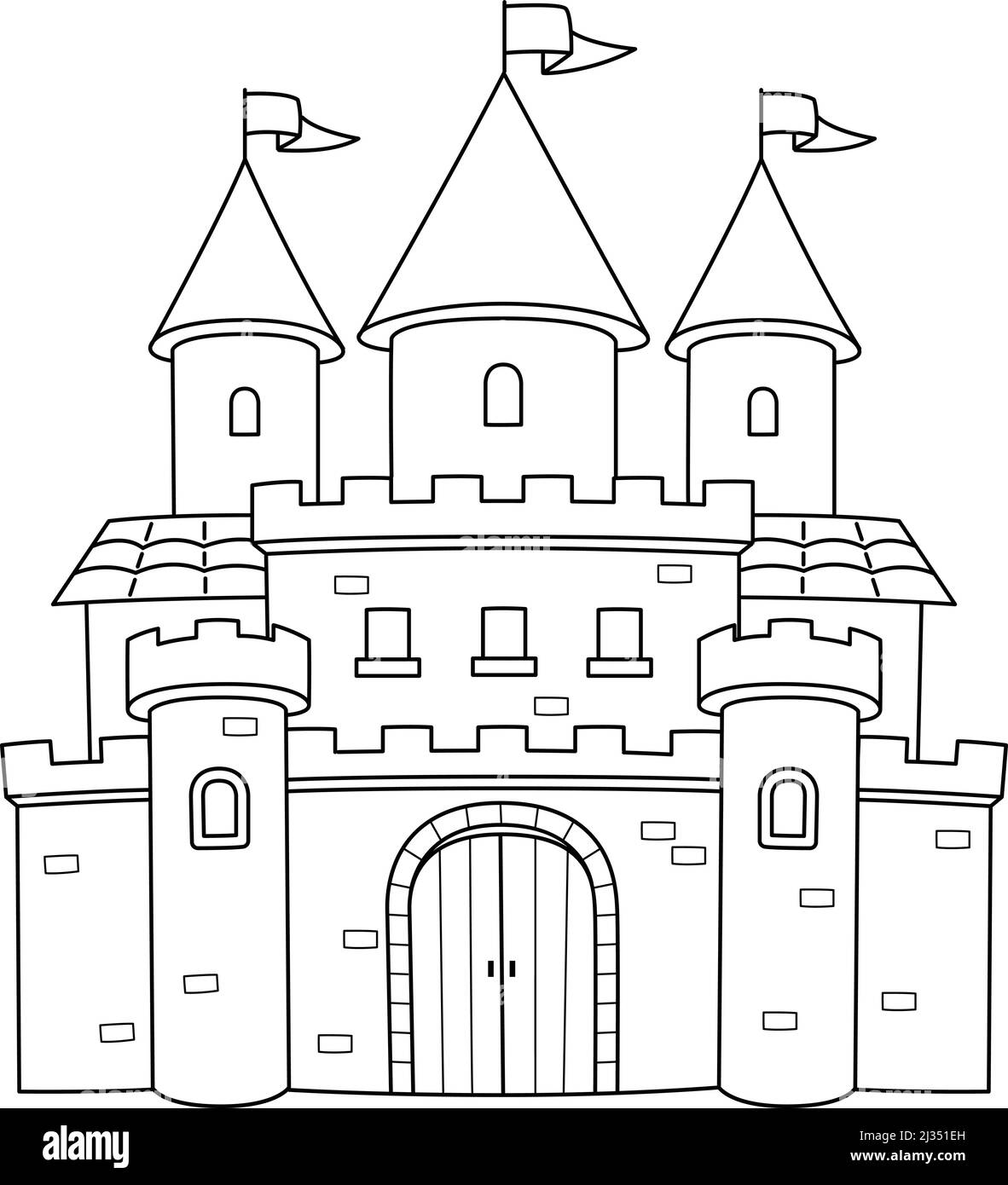 Royal castle coloring page isolated for kids stock vector image art