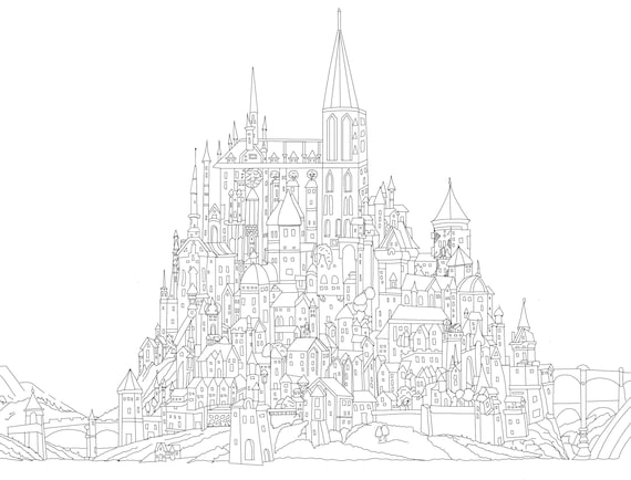 Fantasy castle coloring page