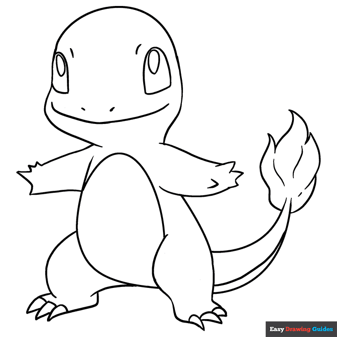 Charmander coloring page easy drawing guides