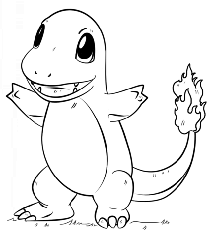 Charmander pokemon coloring page free printable coloring pages