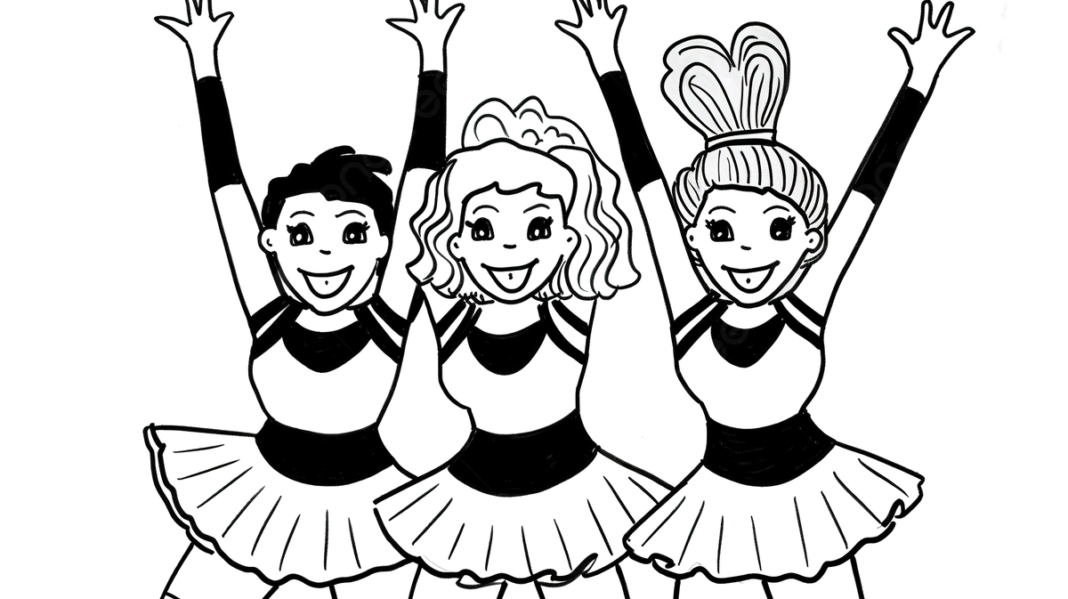 Three cheer girls coloring pages background cheer picture to draw drawing picture background image and wallpaper for free download