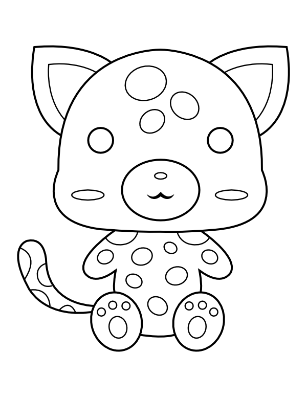 Printable kawaii cheetah coloring page