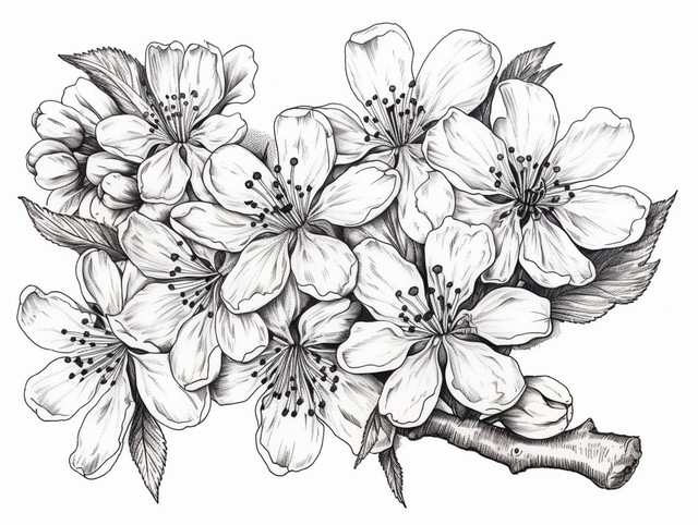 Coloring page cherry blossoms png transparent images free download vector files