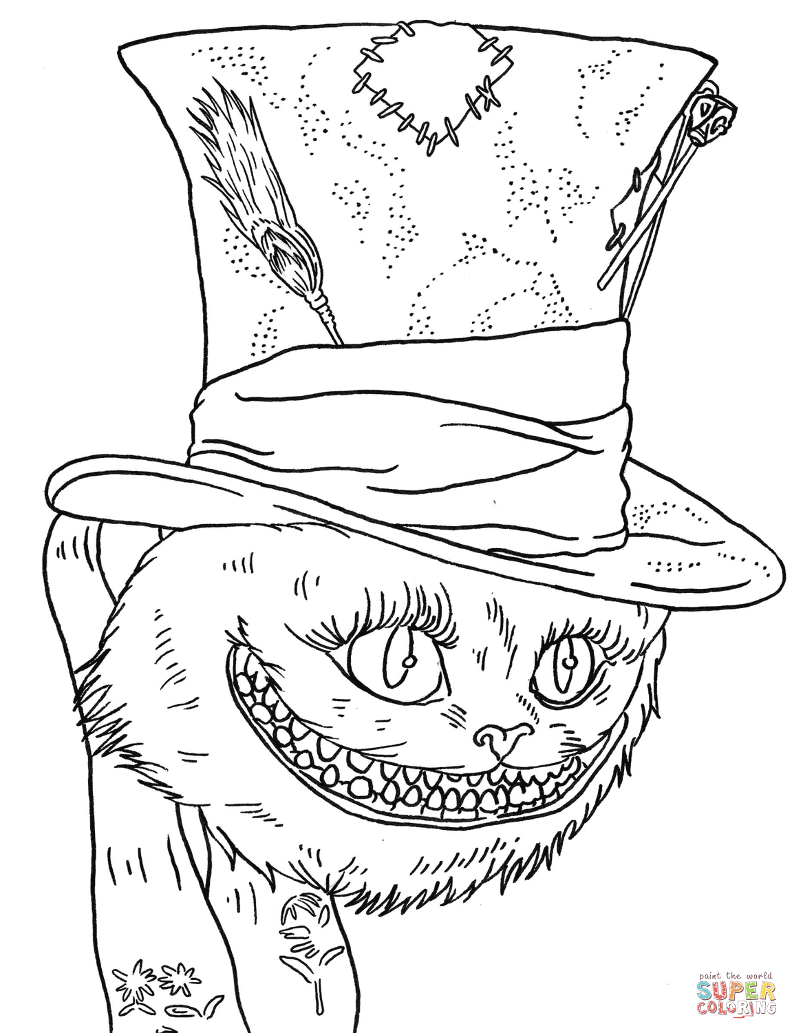 Tim burtons cheshire cat coloring page free printable coloring pages