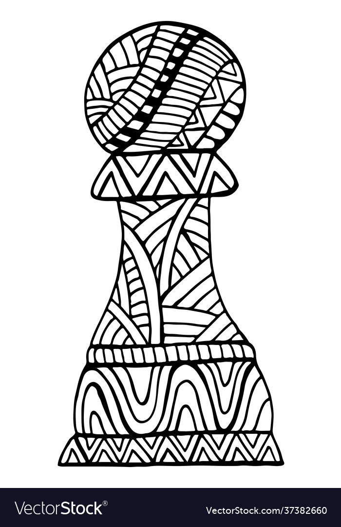 Pawn chess piece decorative pattern coloring page vector image