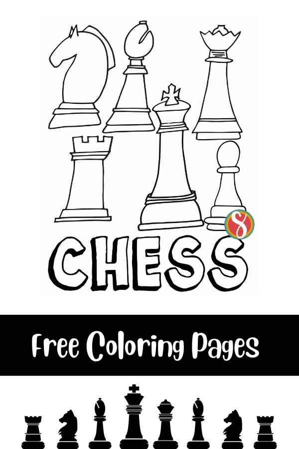 Free chess coloring pages â stevie doodles