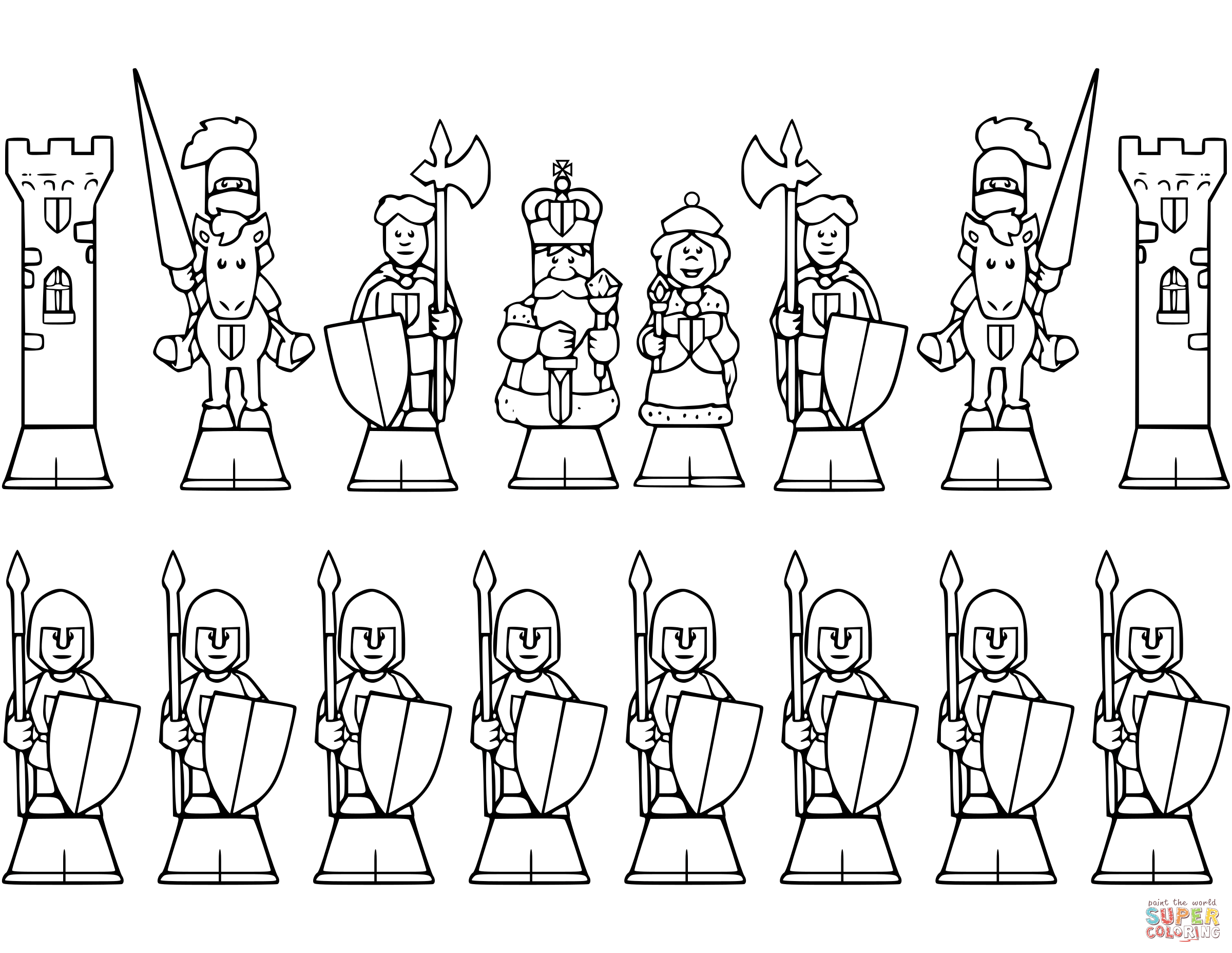 All chess pieces super coloring chess pieces coloring pages free printable coloring pages