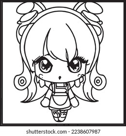 Chibi coloring pages kids stock vector royalty free