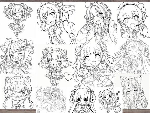 Cute anime chibi coloring pages anime coloringbook coloring pages for adults cute girls kawaii style anime coloring download now