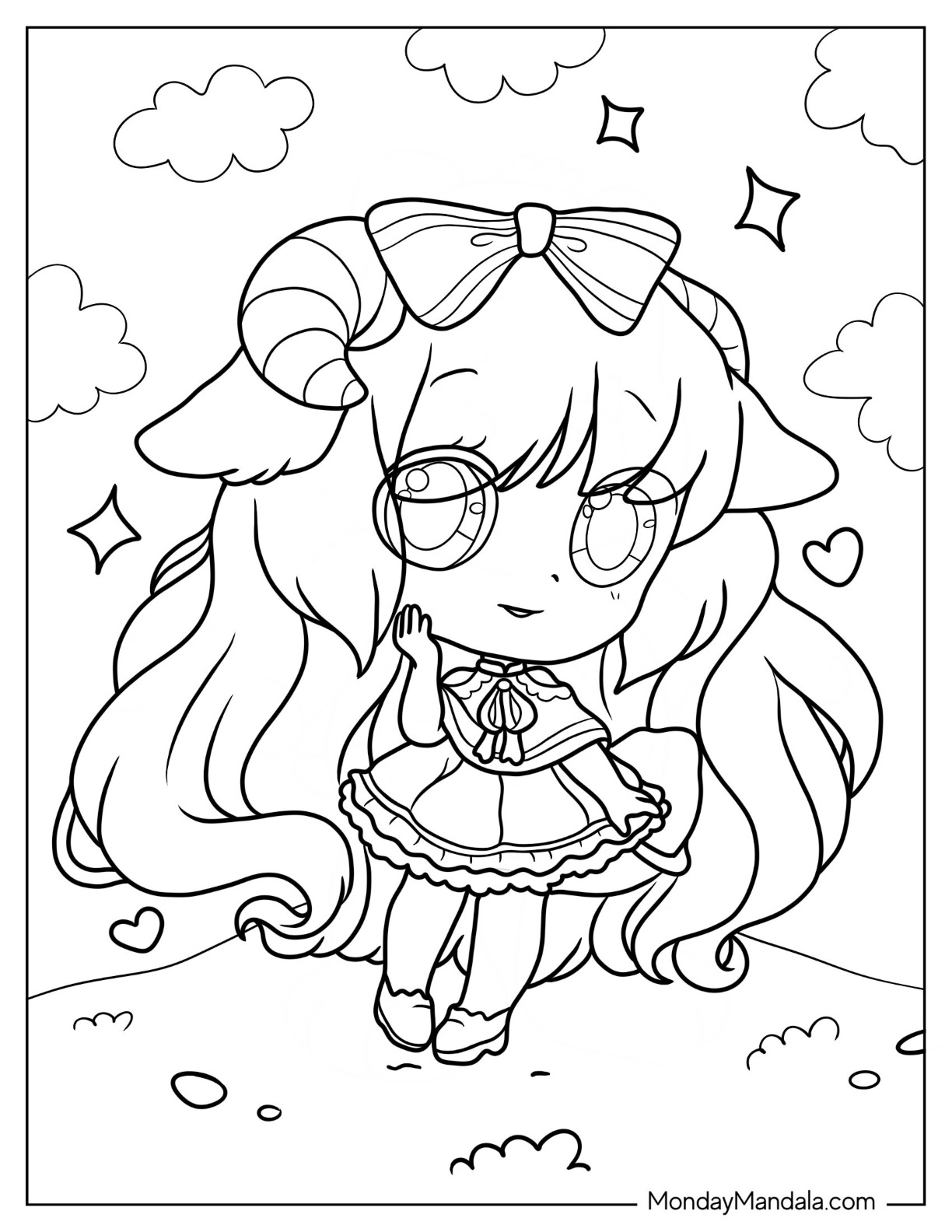 Chibi coloring pages free pdf printables