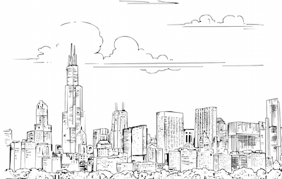 Chicago skyline coloring sheet