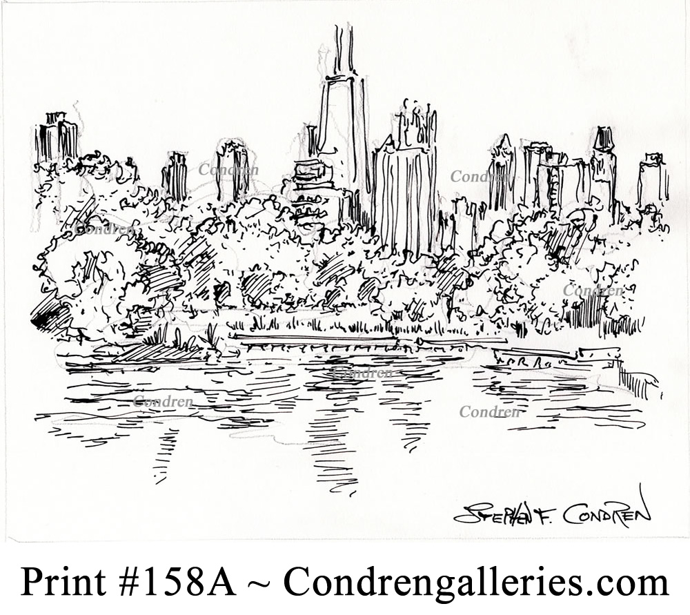 Chicago skyline a pen ink cityscape drawing â stephen condren