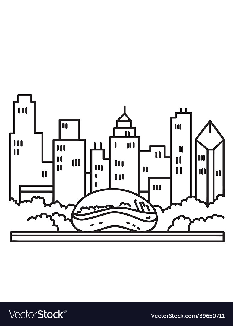 Chicago downtown skyline with the bean or cloud vector image