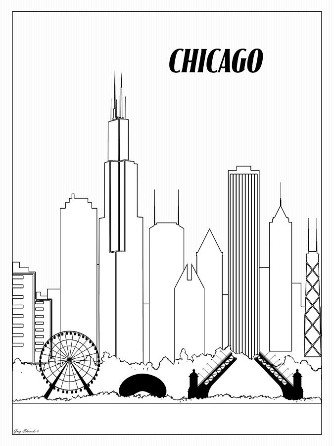 Chicago city skyline print