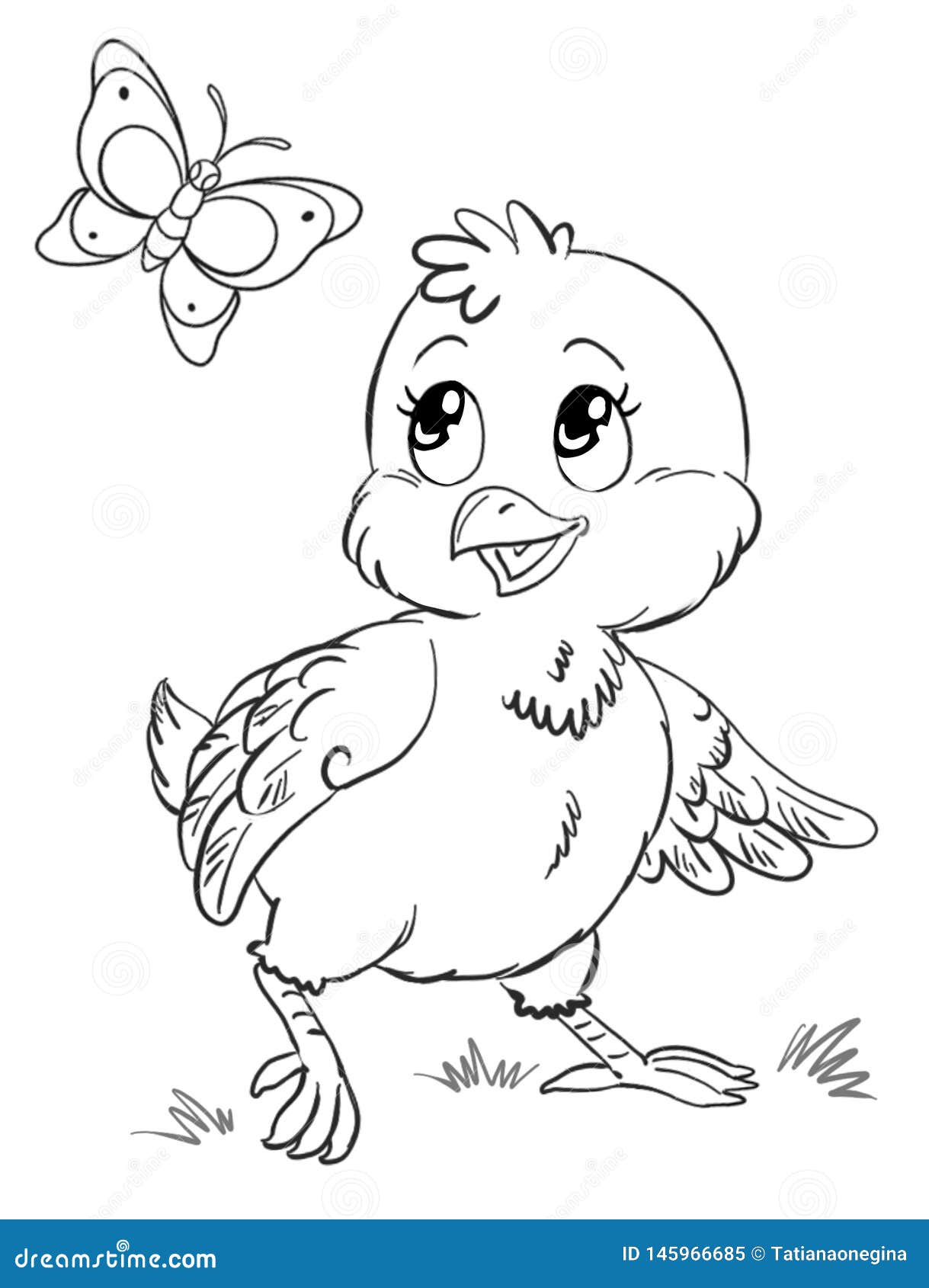 Funny cute chicken coloring page stock illustration