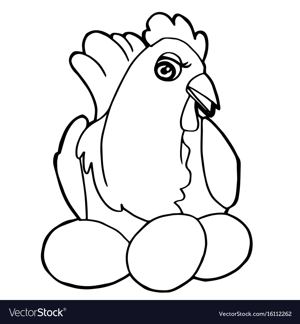 Cartoon cute chicken coloring page royalty free vector image